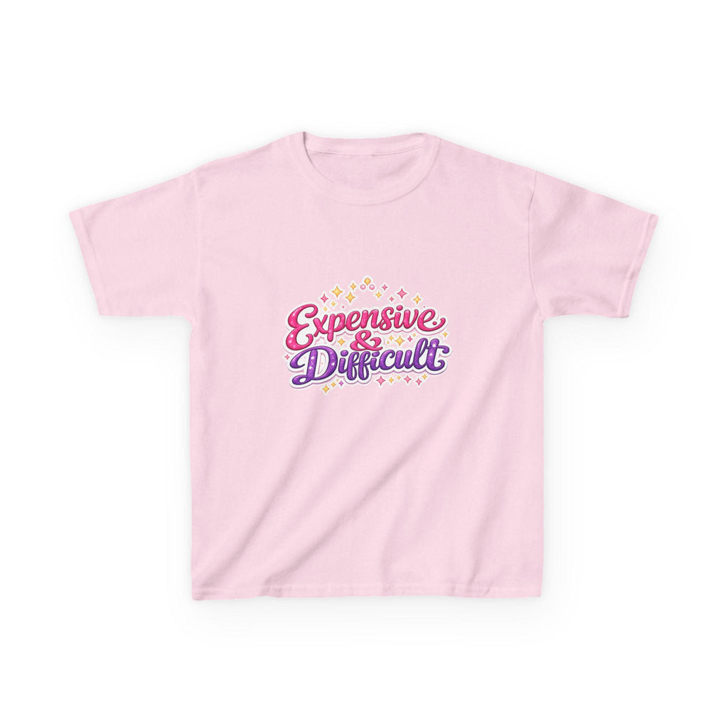 Expensive & Difficult Kids Tee | Retro Script, Pink Purple Stars