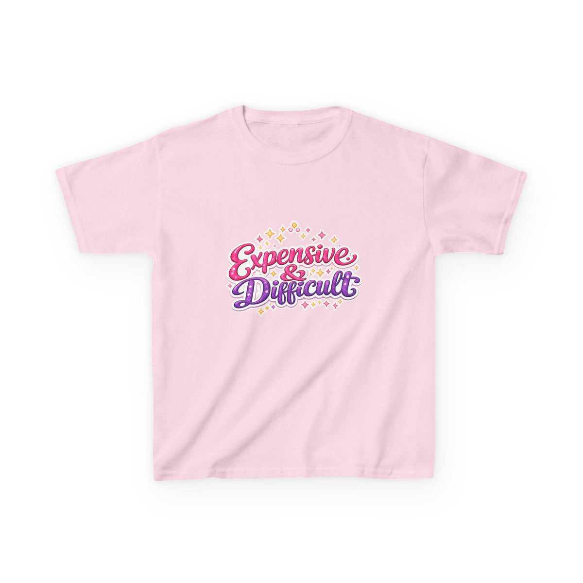 Expensive & Difficult Kids Tee | Retro Script, Pink Purple Stars