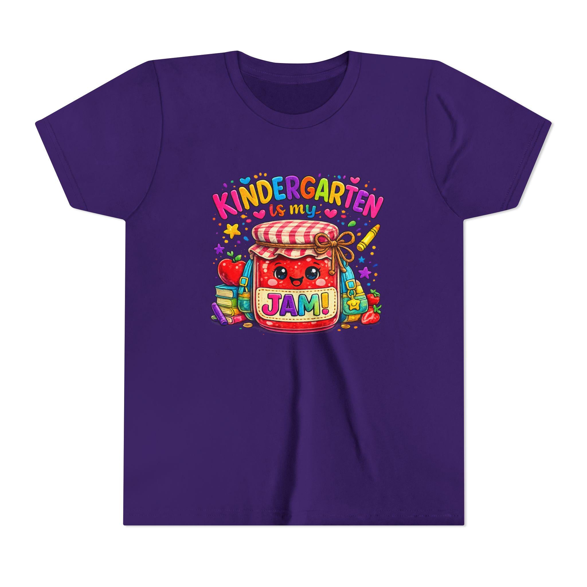 Youth Tee: Kindergarten Is My Jam | Back-to-School Jam Jar, Apple, Crayons
