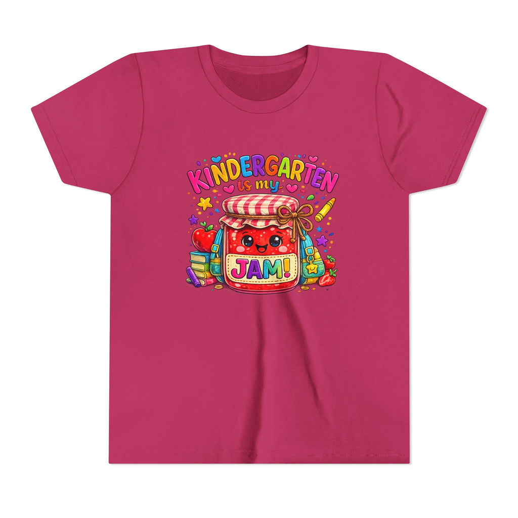 Youth Tee: Kindergarten Is My Jam | Back-to-School Jam Jar, Apple, Crayons