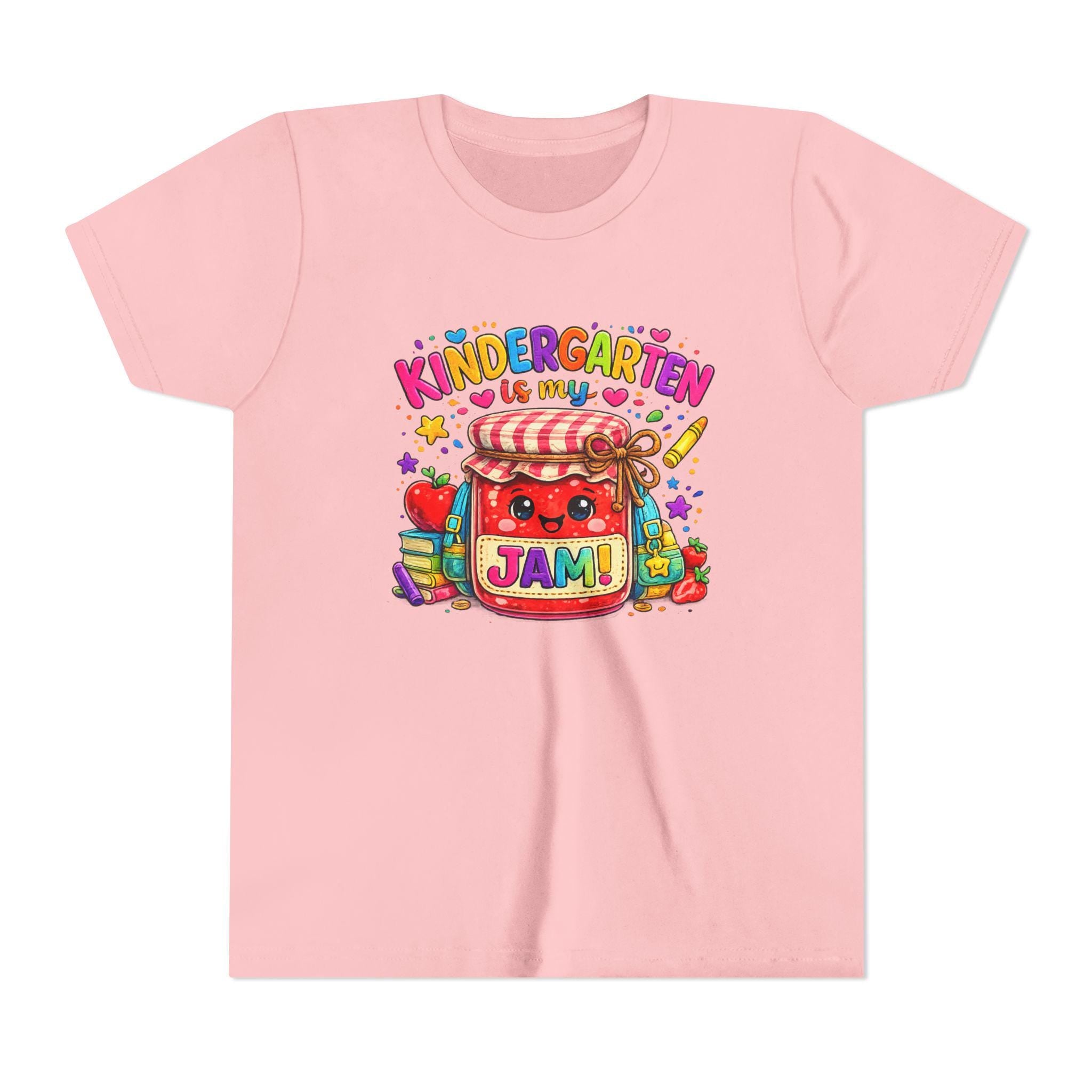 Youth Tee: Kindergarten Is My Jam | Back-to-School Jam Jar, Apple, Crayons