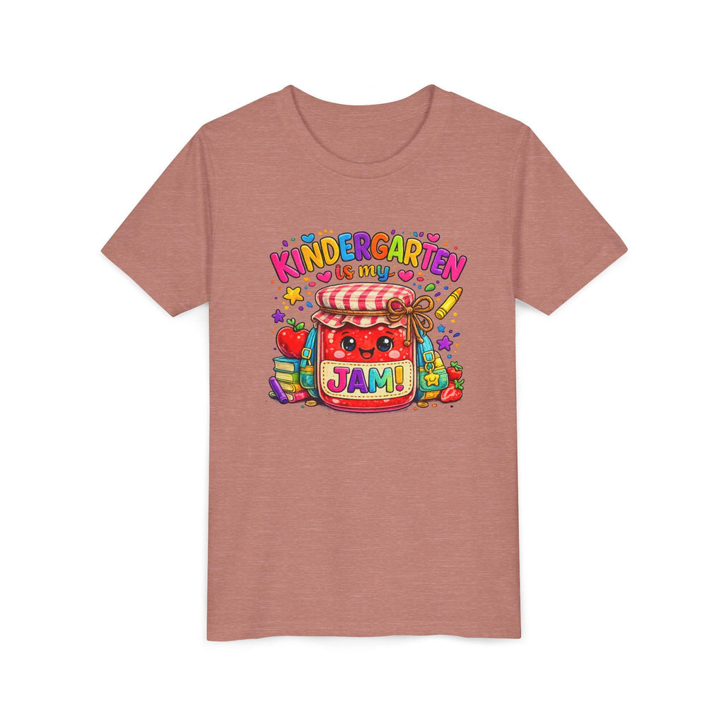 Youth Tee: Kindergarten Is My Jam | Back-to-School Jam Jar, Apple, Crayons