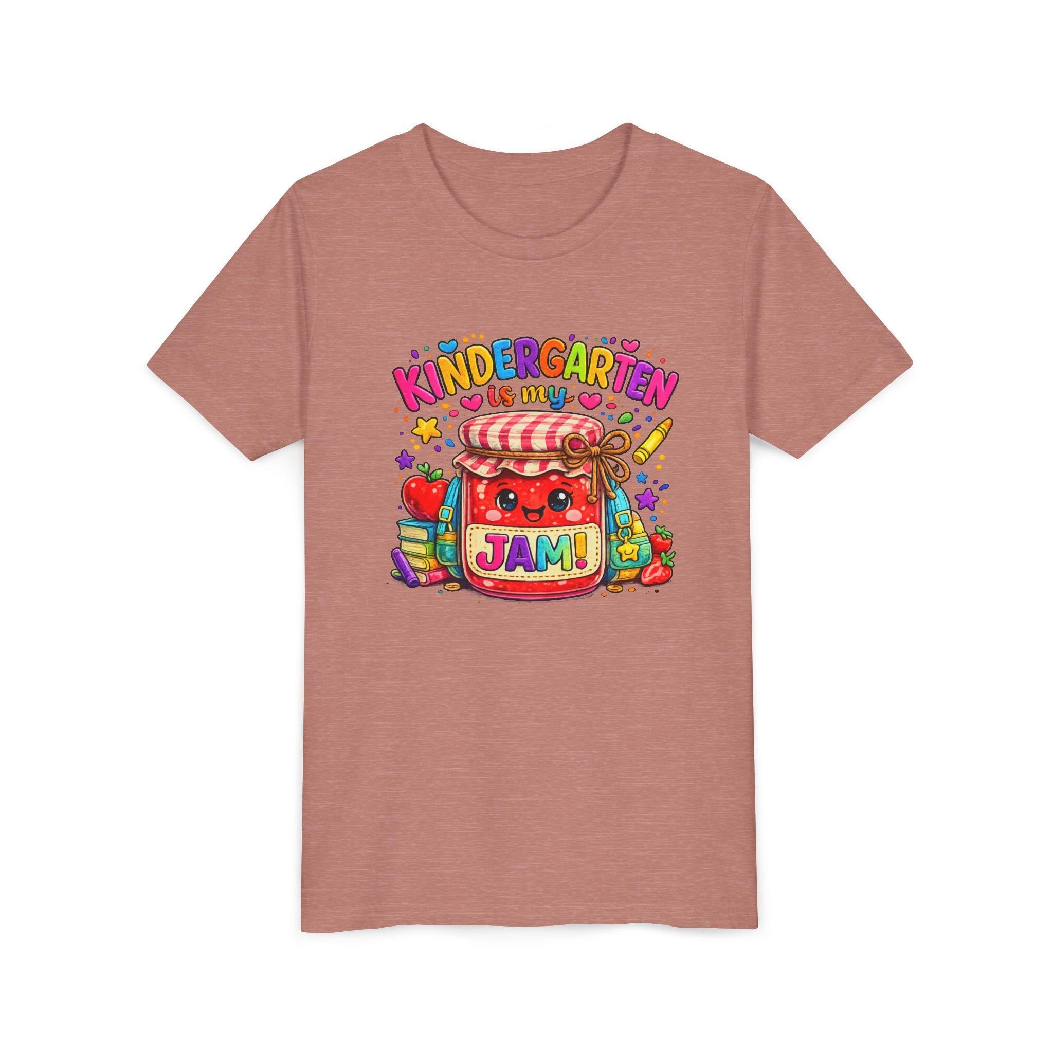 Youth Tee: Kindergarten Is My Jam | Back-to-School Jam Jar, Apple, Crayons