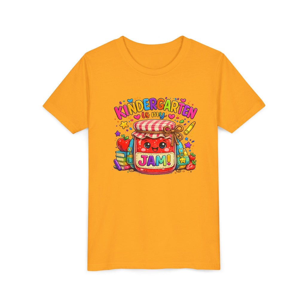 Youth Tee: Kindergarten Is My Jam | Back-to-School Jam Jar, Apple, Crayons