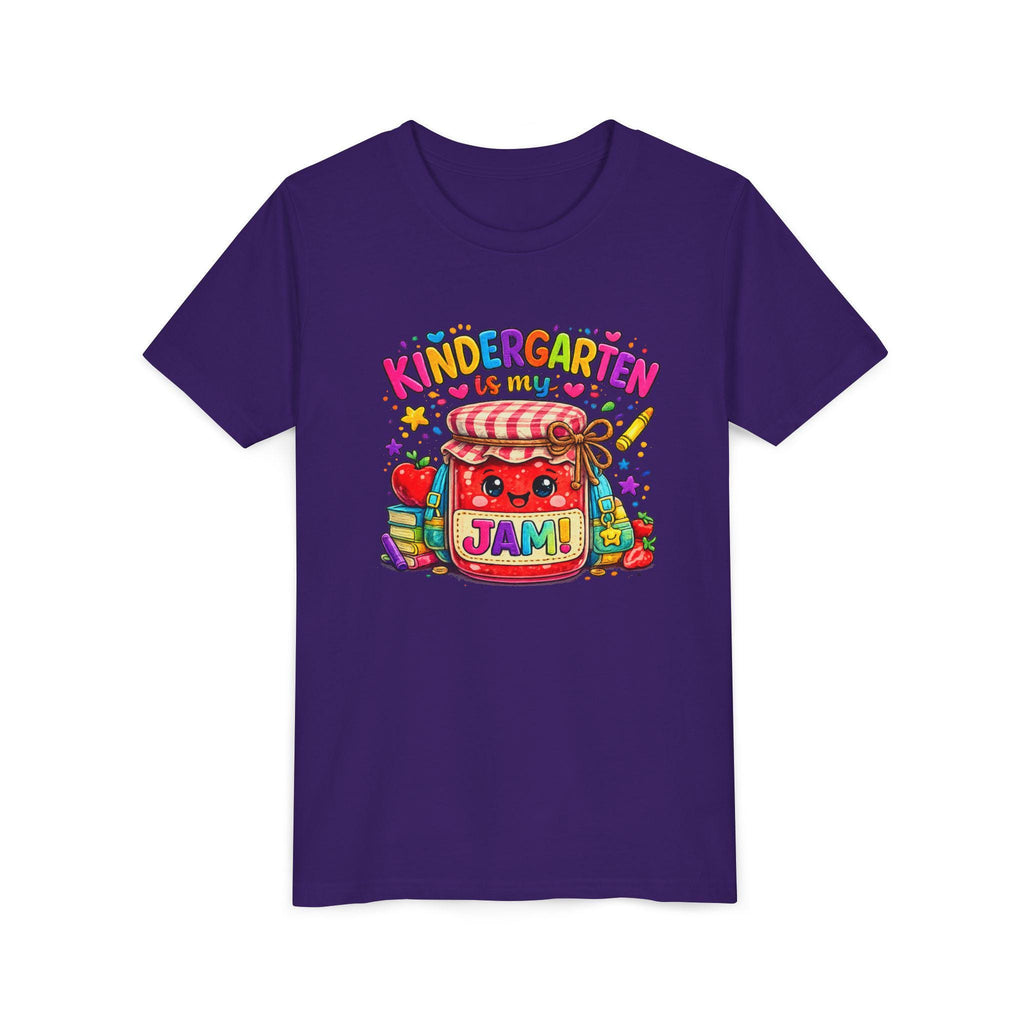 Youth Tee: Kindergarten Is My Jam | Back-to-School Jam Jar, Apple, Crayons