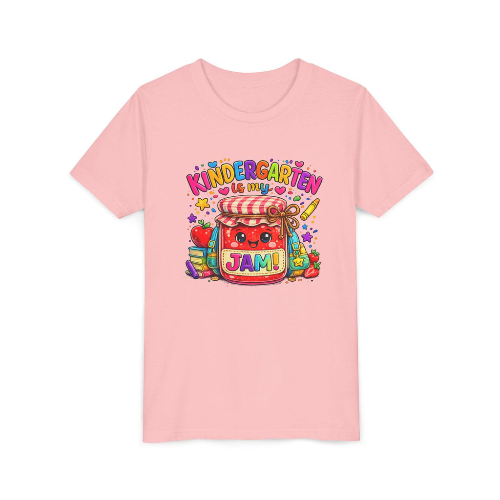 Youth Tee: Kindergarten Is My Jam | Back-to-School Jam Jar, Apple, Crayons