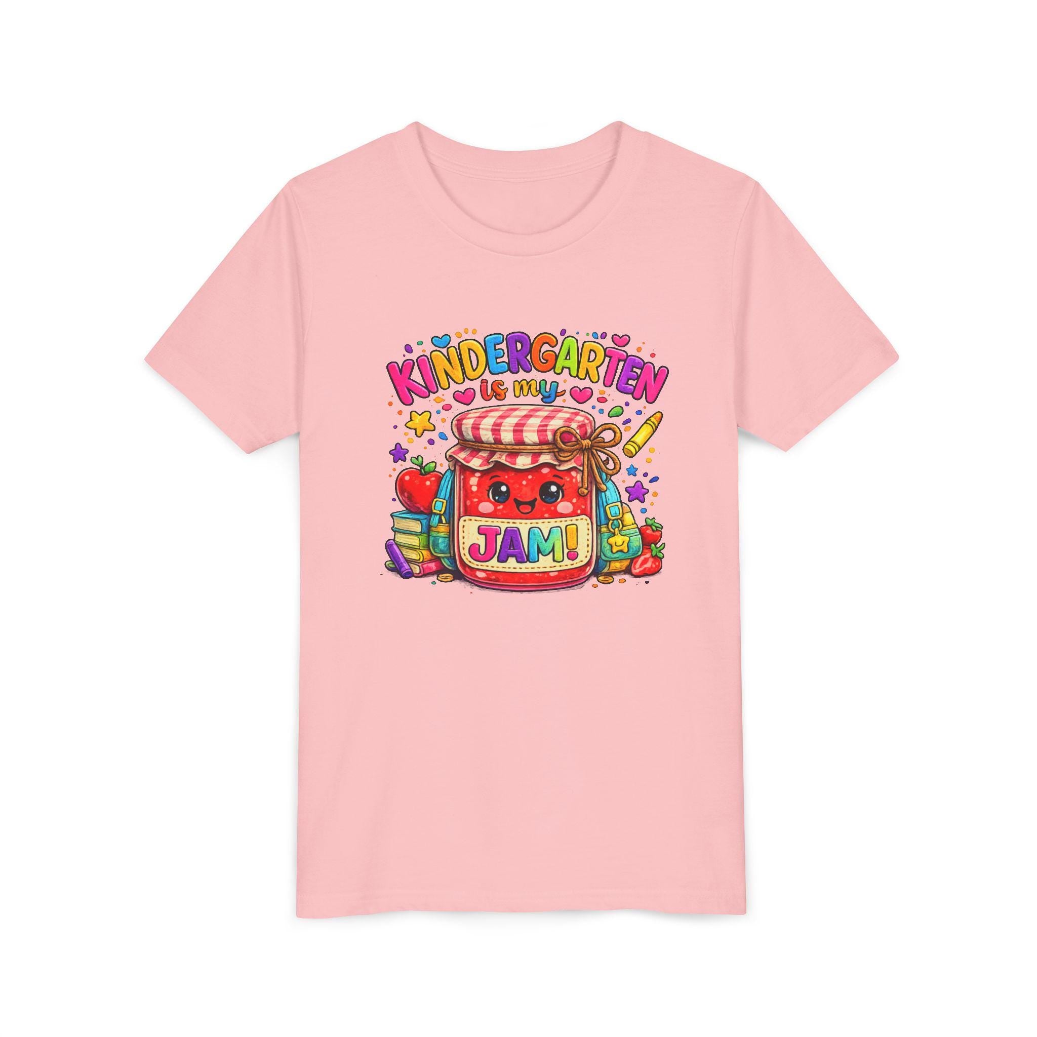 Youth Tee: Kindergarten Is My Jam | Back-to-School Jam Jar, Apple, Crayons