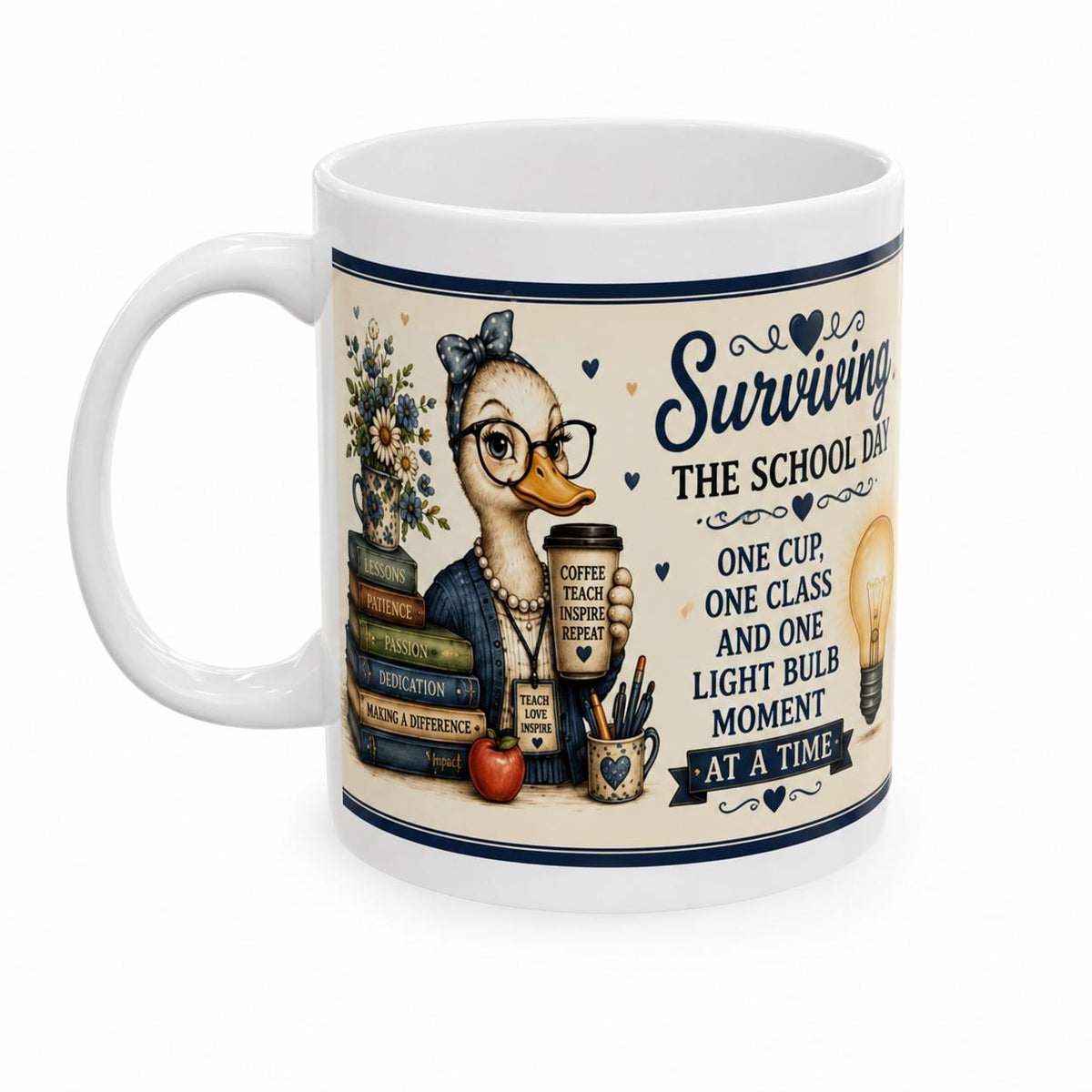 Surviving the School Day Duck Teacher Mug | Ceramic Coffee Cup