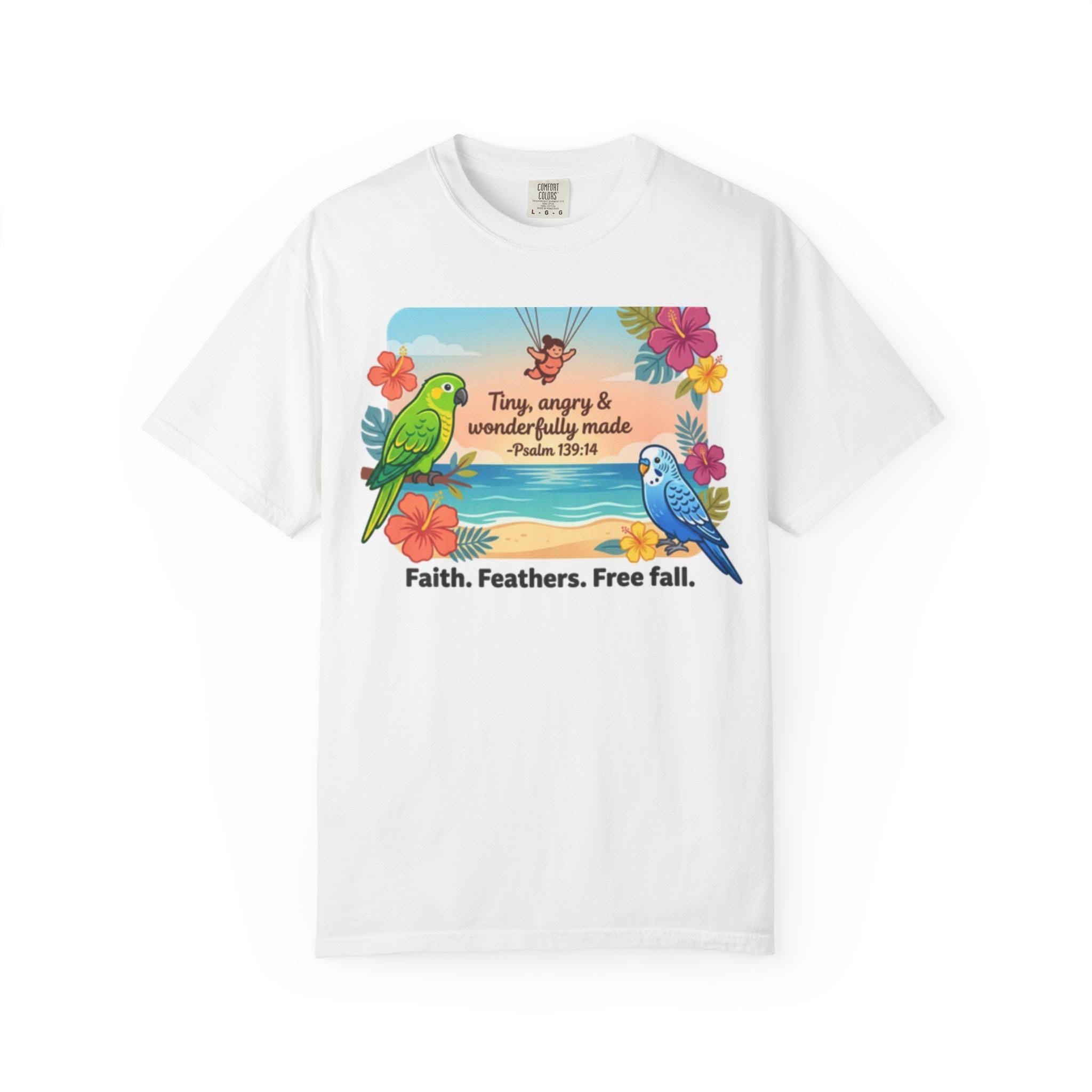 Faith, Feathers Free Fall T-shirt | Psalm Sparrow Bird Graphic Tee