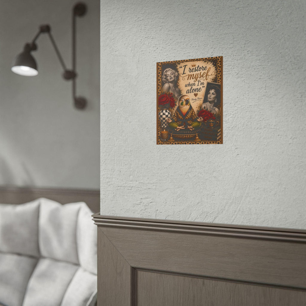 Custom Marilyn Monroe Parrot Poster Print: "I Restore Myself When I'm Alone" Quote