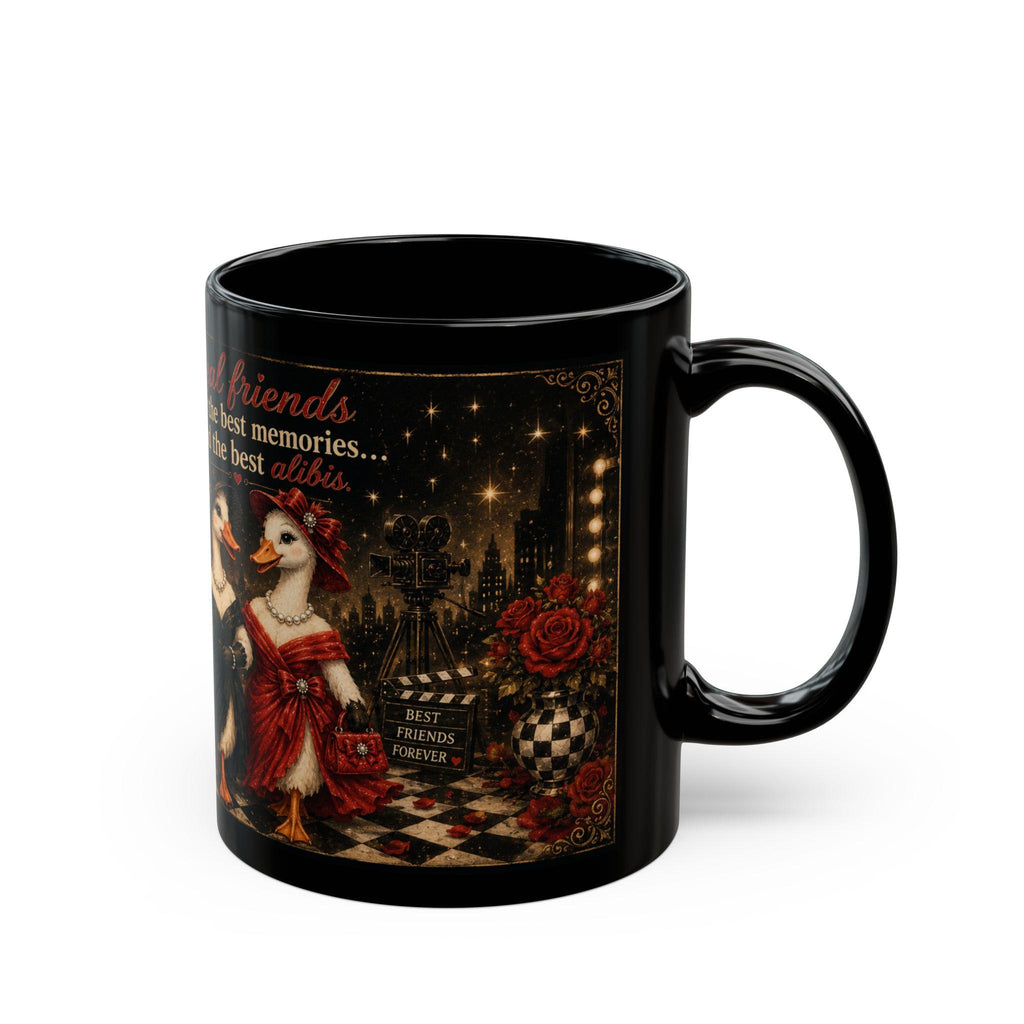 Real Friends Dancing Duck Couple Mug | Black Ceramic Coffee Mug
