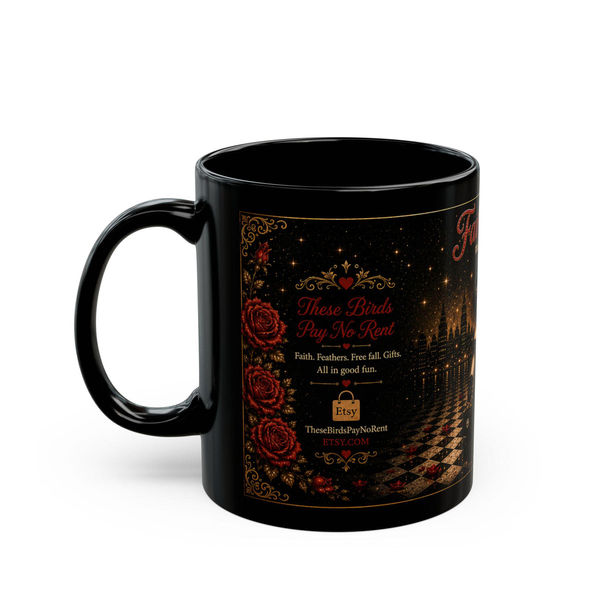 Favorite Aunties ducks vintage theater mug | Black Ceramic Mug