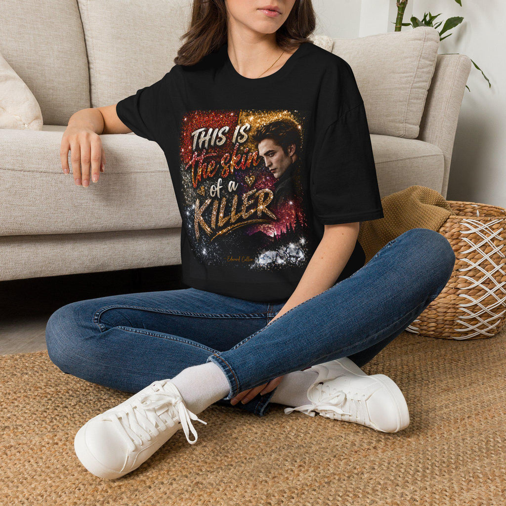 This Is the Skin of a Killer T-Shirt | Vampire Portrait, Dark Glitter Text