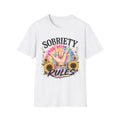 Sobriety Hand Sign T-Shirt | Tie Dye Sunflower Design