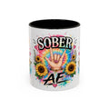 Sober AF mug | Tie Dye Sunflower Recovery Coffee Cup