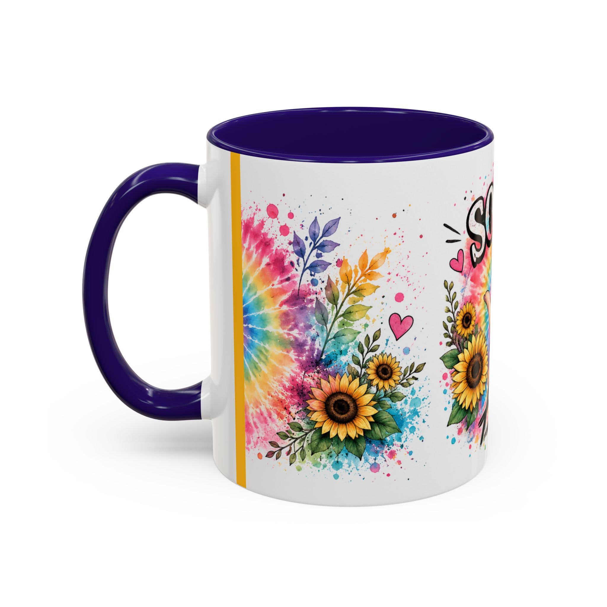Sober AF mug | Tie Dye Sunflower Recovery Coffee Cup