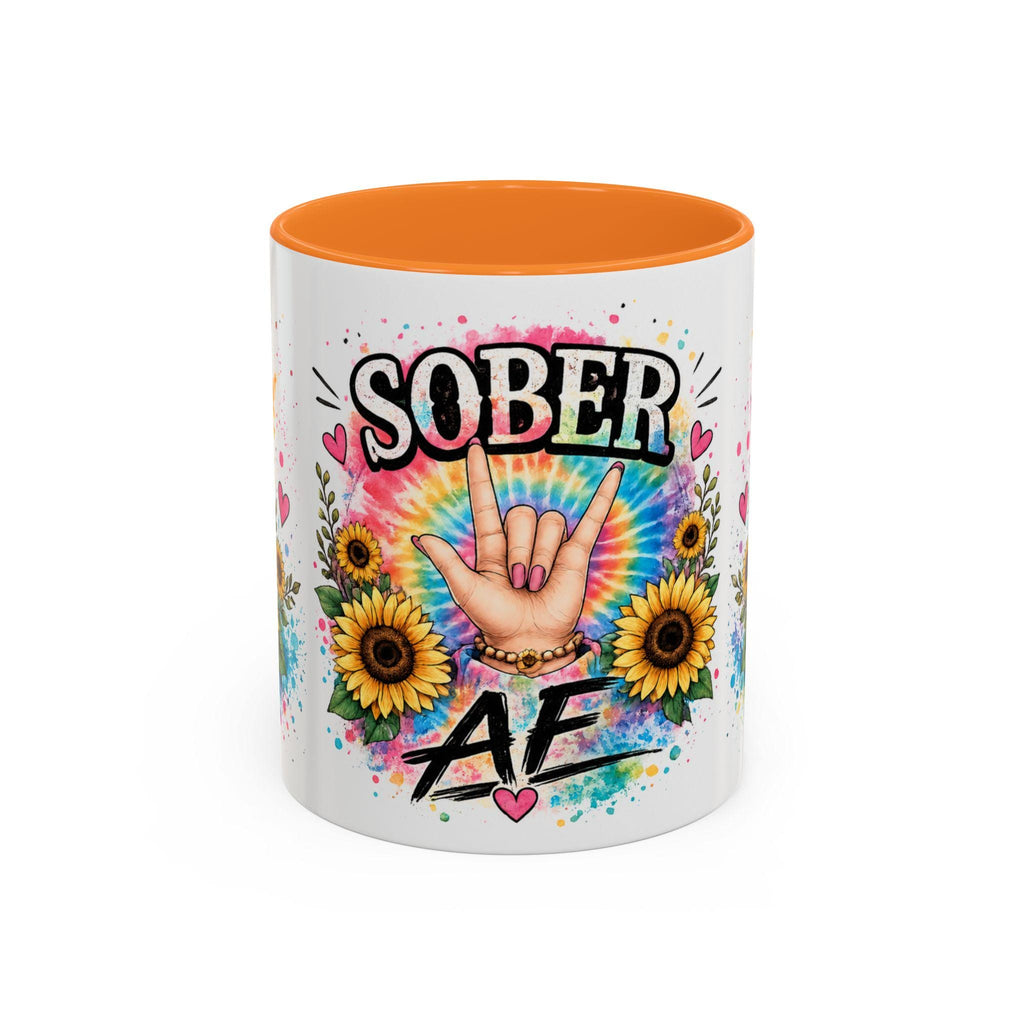 Sober AF mug | Tie Dye Sunflower Recovery Coffee Cup