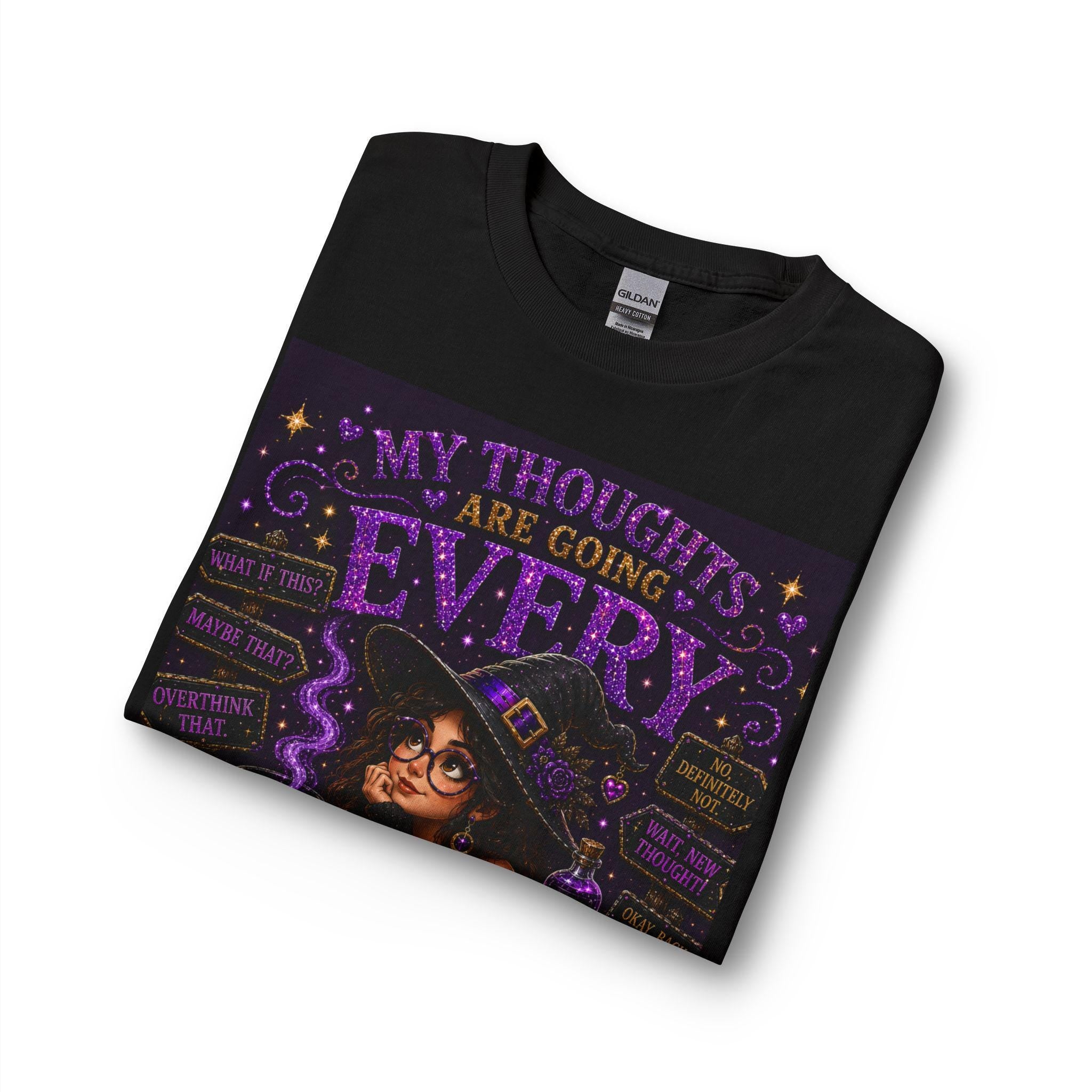 My Thoughts Are Going Every Witch Way Long Sleeve Shirt | Halloween Witch Illustration