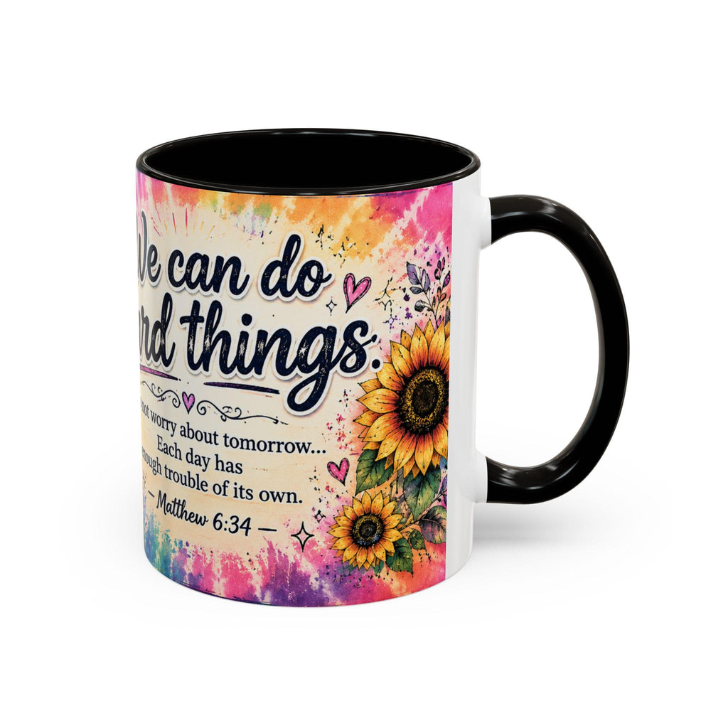 We Can Do Hard Things mug | sunflower tie-dye scripture coffee cup