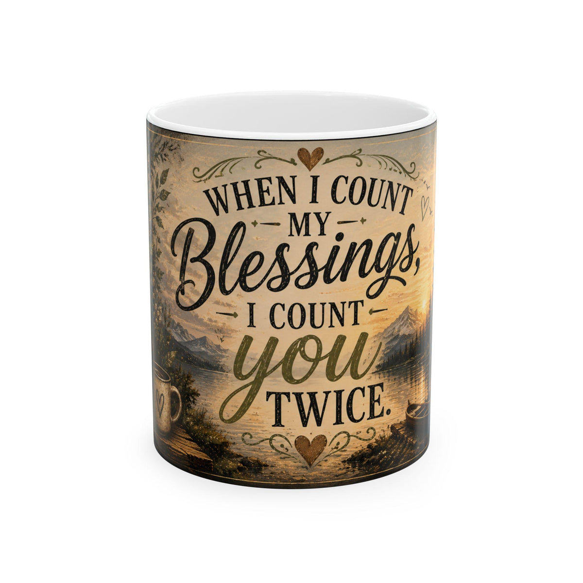 Inspirational Scripture Coffee Mug | Vintage Sepia Tone Blessings Message