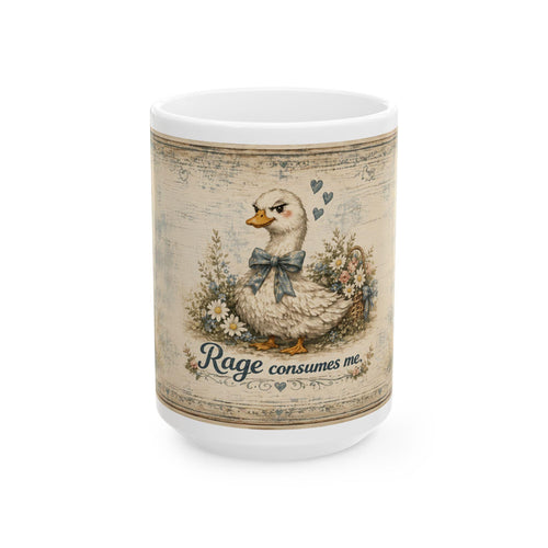 Angry Goose Illustration Mug | Rage Consumes Me Ceramic Mug