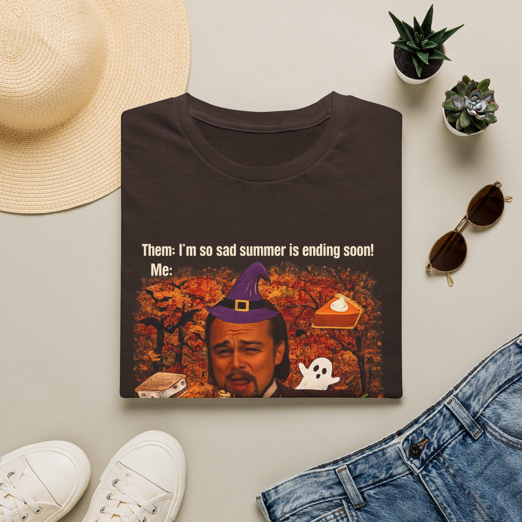 Fall Meme Face T-Shirt | Halloween Pumpkin, Witch Hat, Autumn Leaves