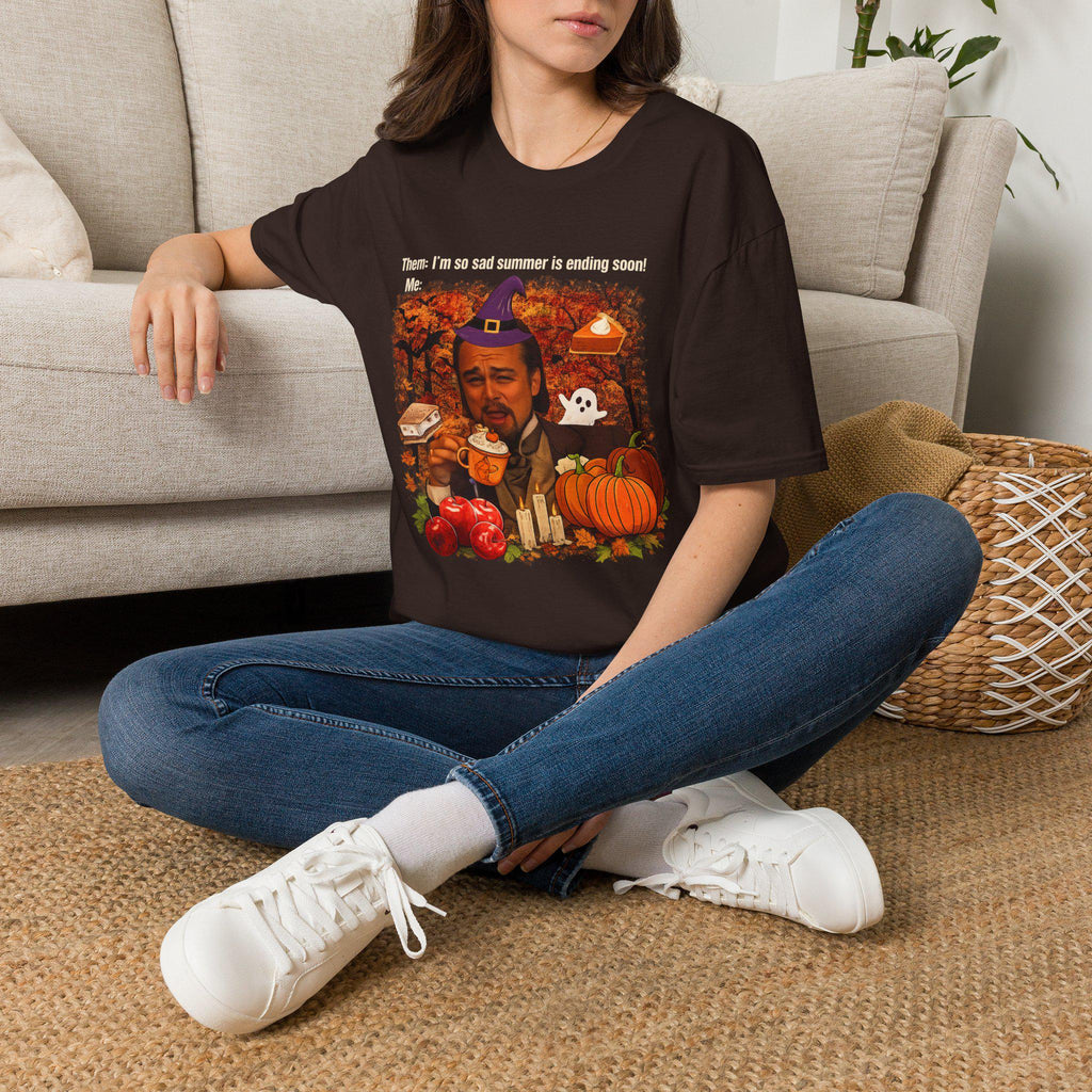 Fall Meme Face T-Shirt | Halloween Pumpkin, Witch Hat, Autumn Leaves