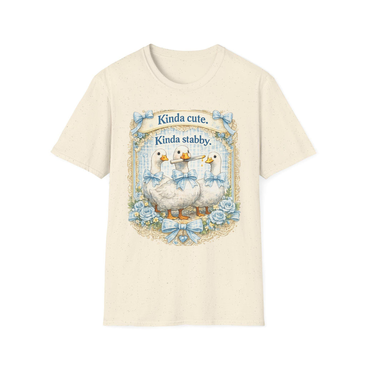 Kinda Stabby Geese T-Shirt – Whimsical Dark Humor Goose Illustration Tee