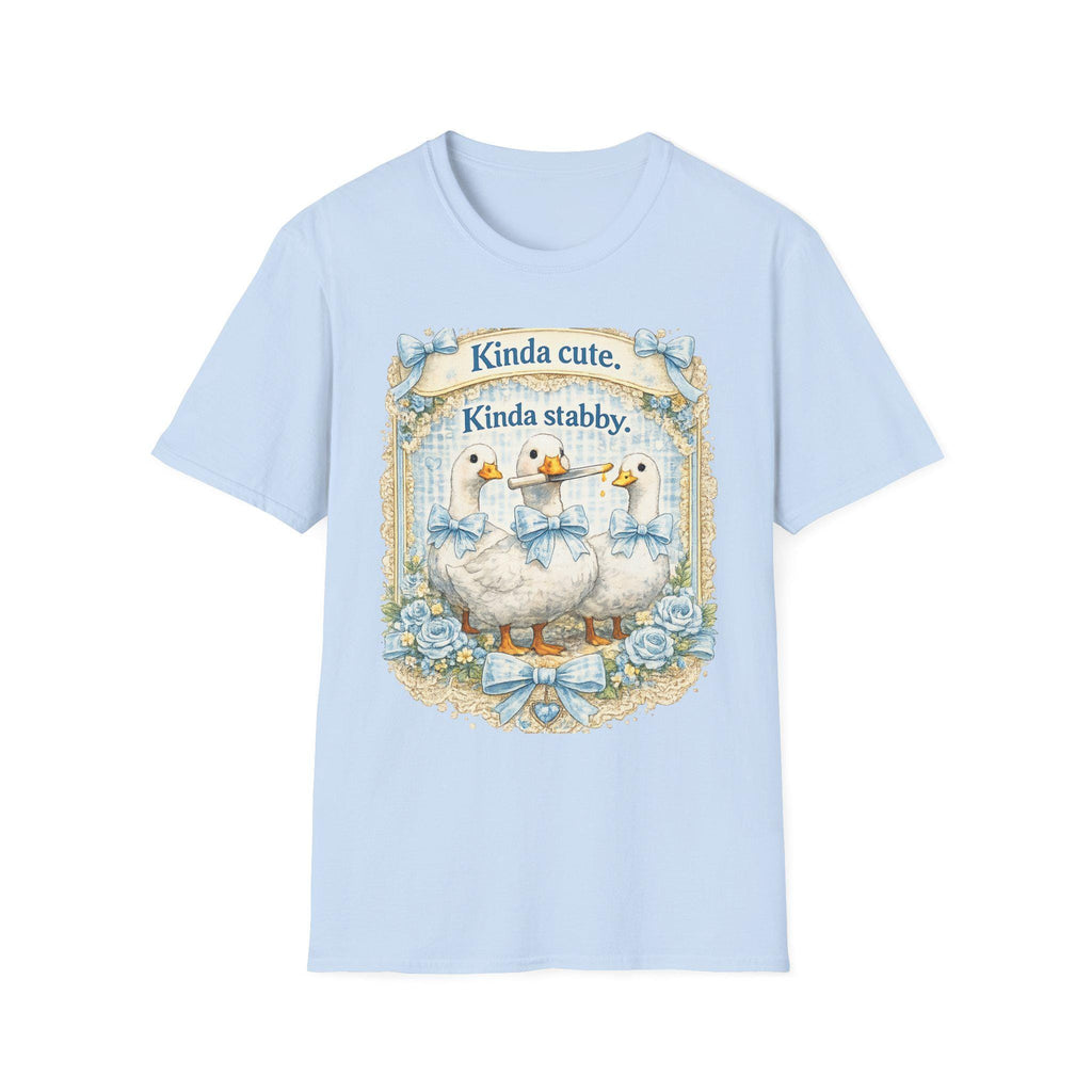 Kinda Stabby Geese T-Shirt – Whimsical Dark Humor Goose Illustration Tee