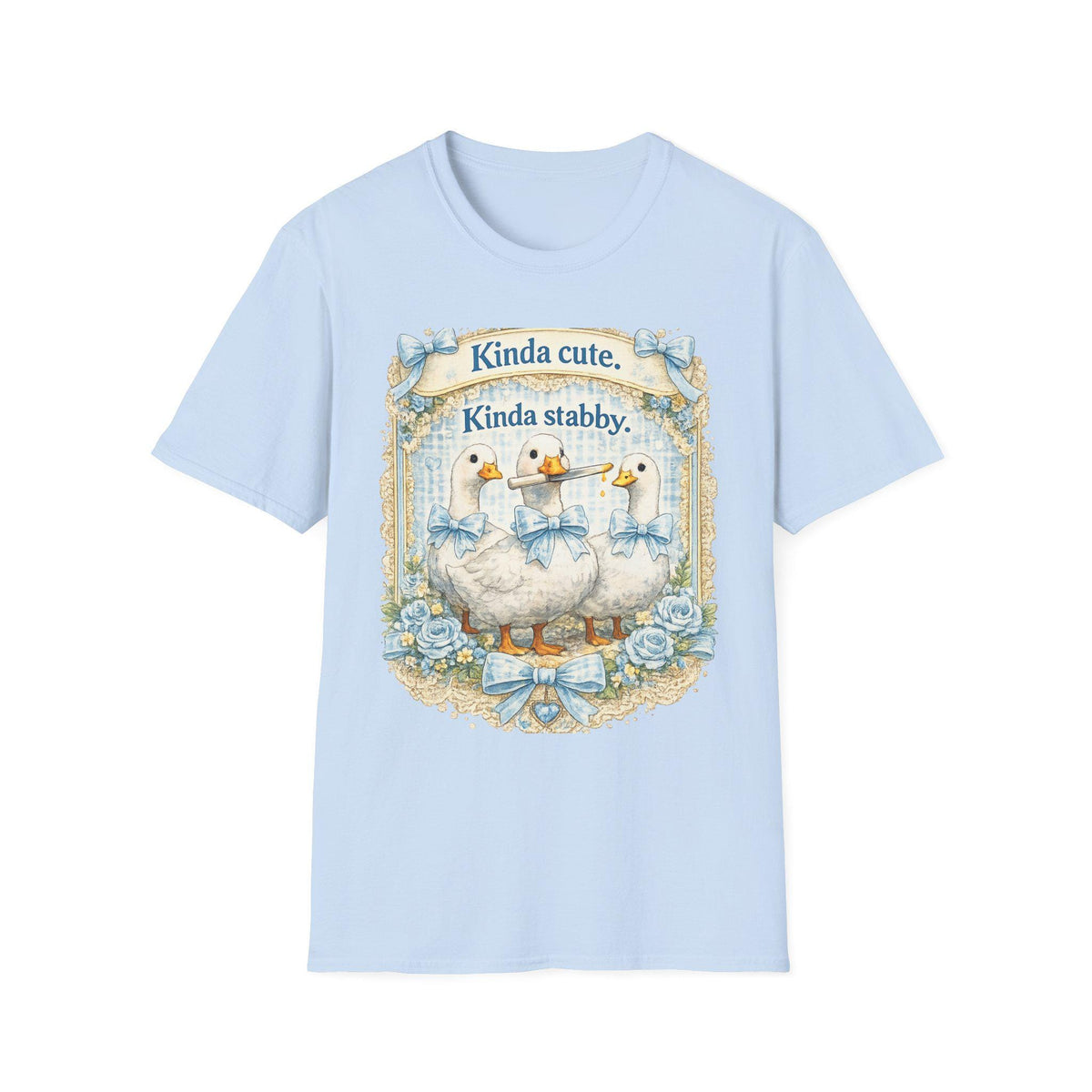 Kinda Stabby Geese T-Shirt – Whimsical Dark Humor Goose Illustration Tee