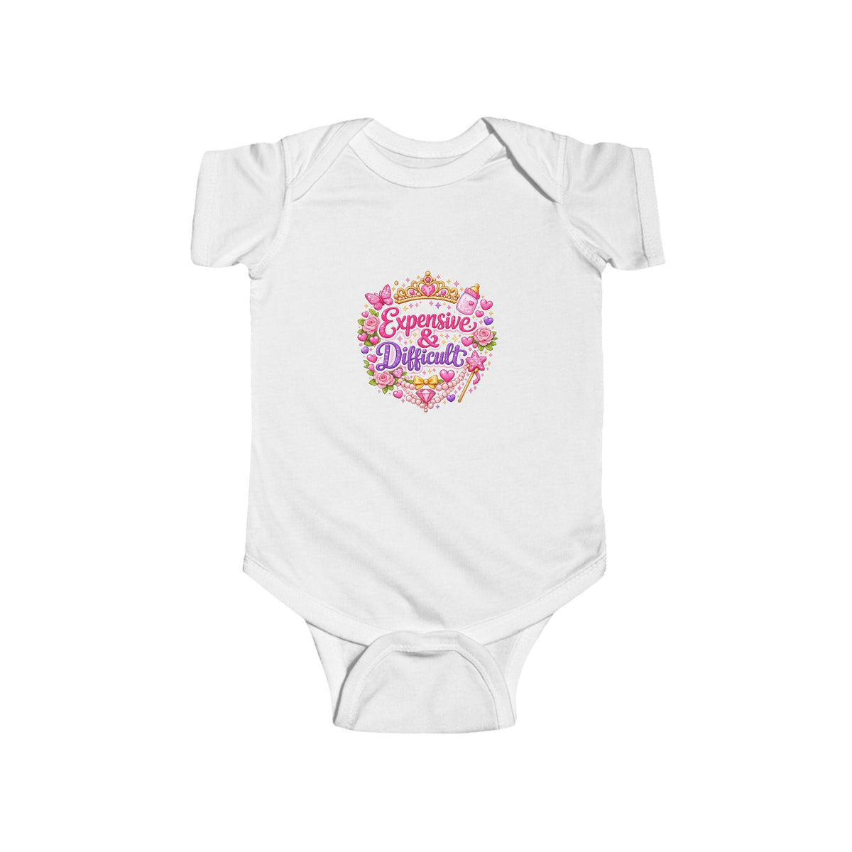 Infant Bodysuit, Floral Script Pink Roses, Baby Onesie