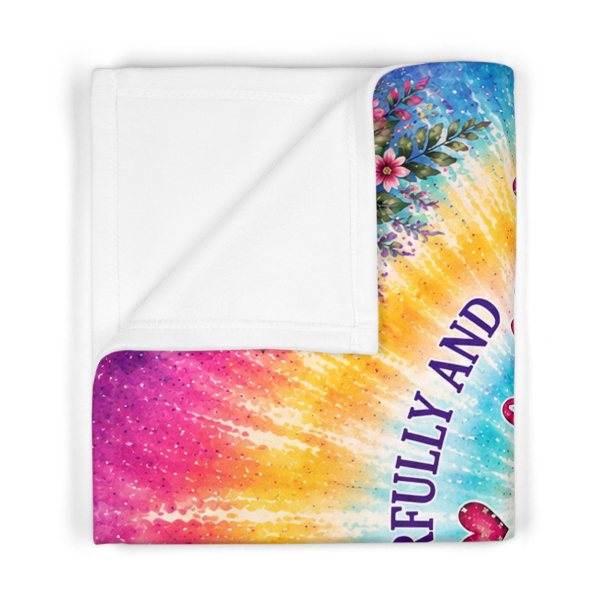 Wonderfully Made Psalm 139:14 Baby Blanket | Tie-Dye Sunflower Christian Nursery