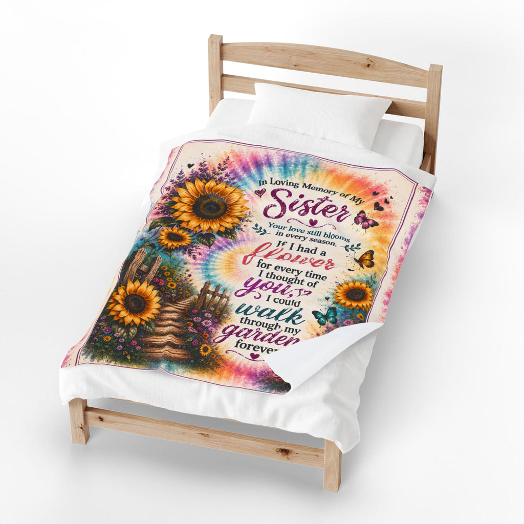 In Loving Memory of My Sister Velveteen Plush Blanket | Sunflowers, Garden Memorial Quote
