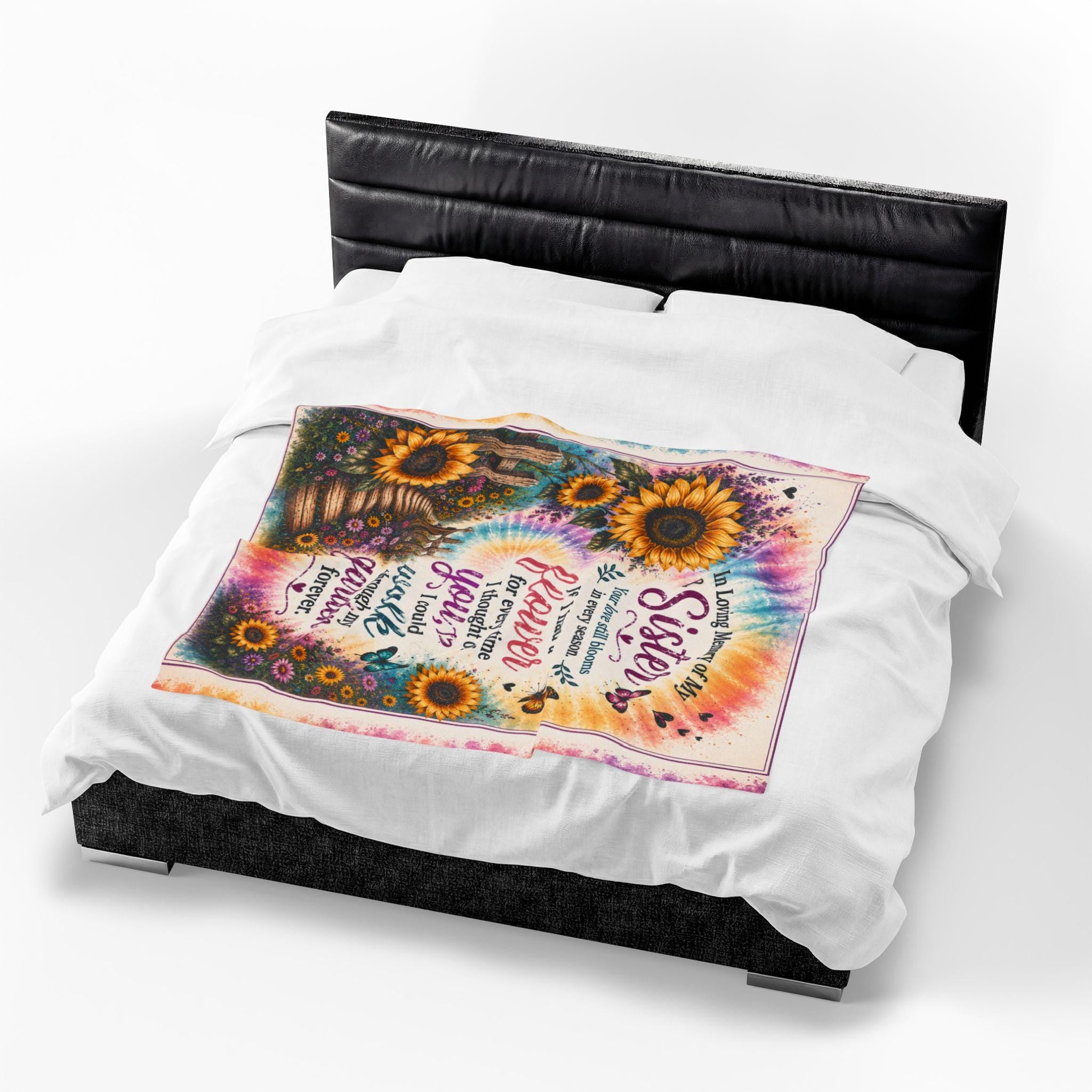 In Loving Memory of My Sister Velveteen Plush Blanket | Sunflowers, Garden Memorial Quote