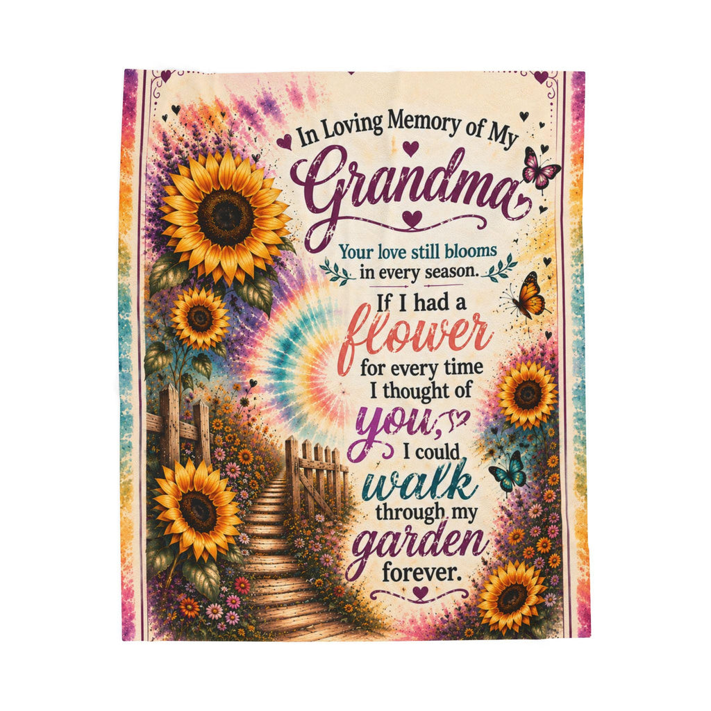 In Loving Memory of My Grandma Velveteen Plush Blanket | Sunflowers Memorial Tribute
