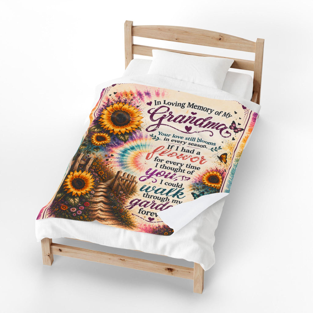 In Loving Memory of My Grandma Velveteen Plush Blanket | Sunflowers Memorial Tribute
