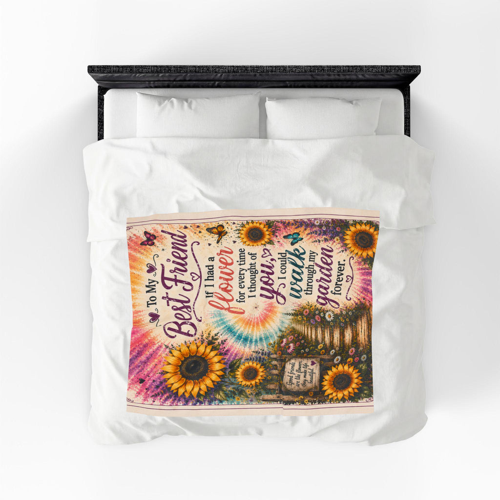 Friend Sunflower Garden Blanket | Friendship Gift, Floral Butterfly Plush Throw