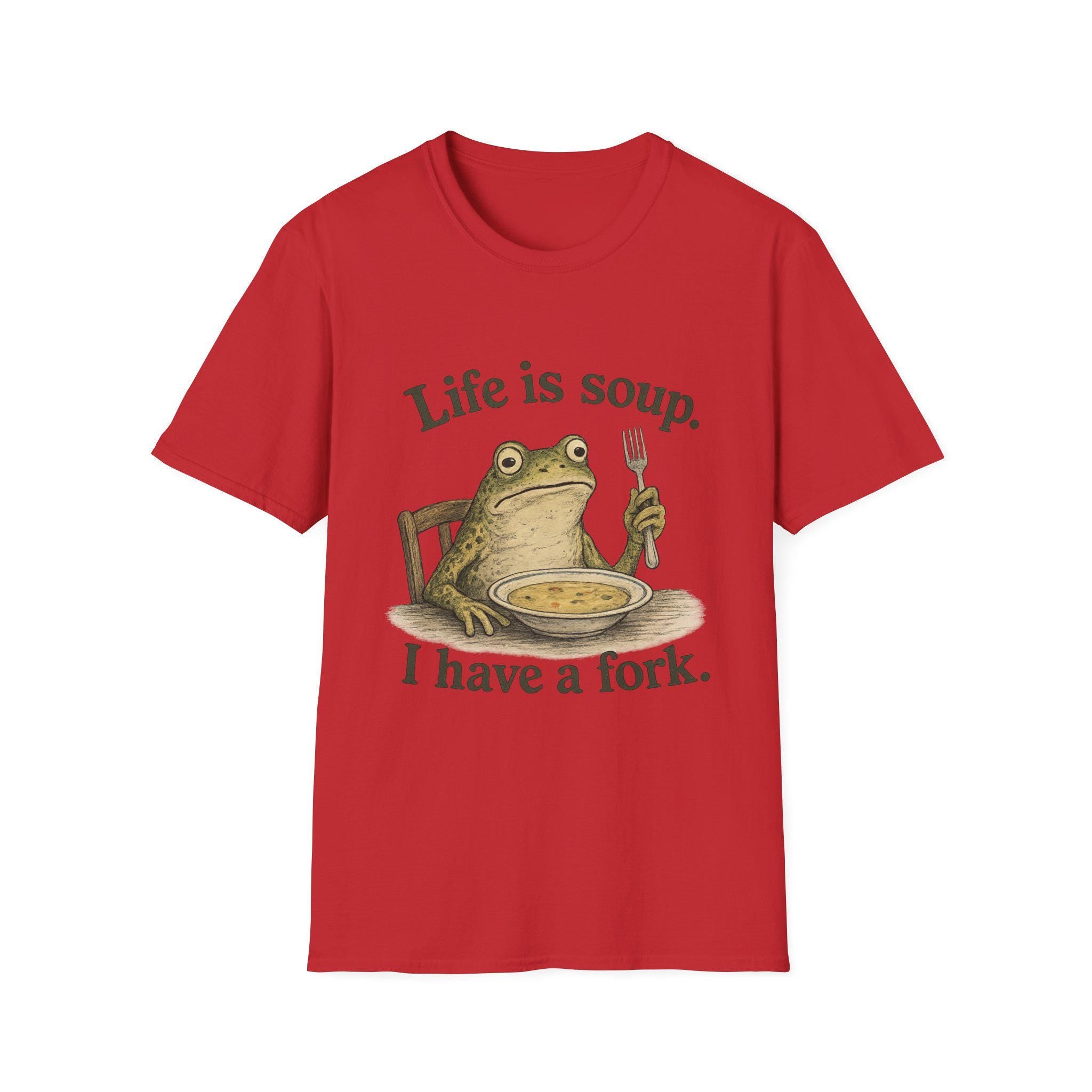 Life Is Soup frog illustration T-Shirt | humorous frog graphic tee