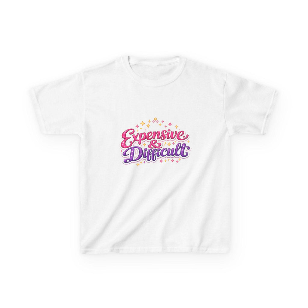 Expensive & Difficult Kids Tee | Retro Script, Pink Purple Stars