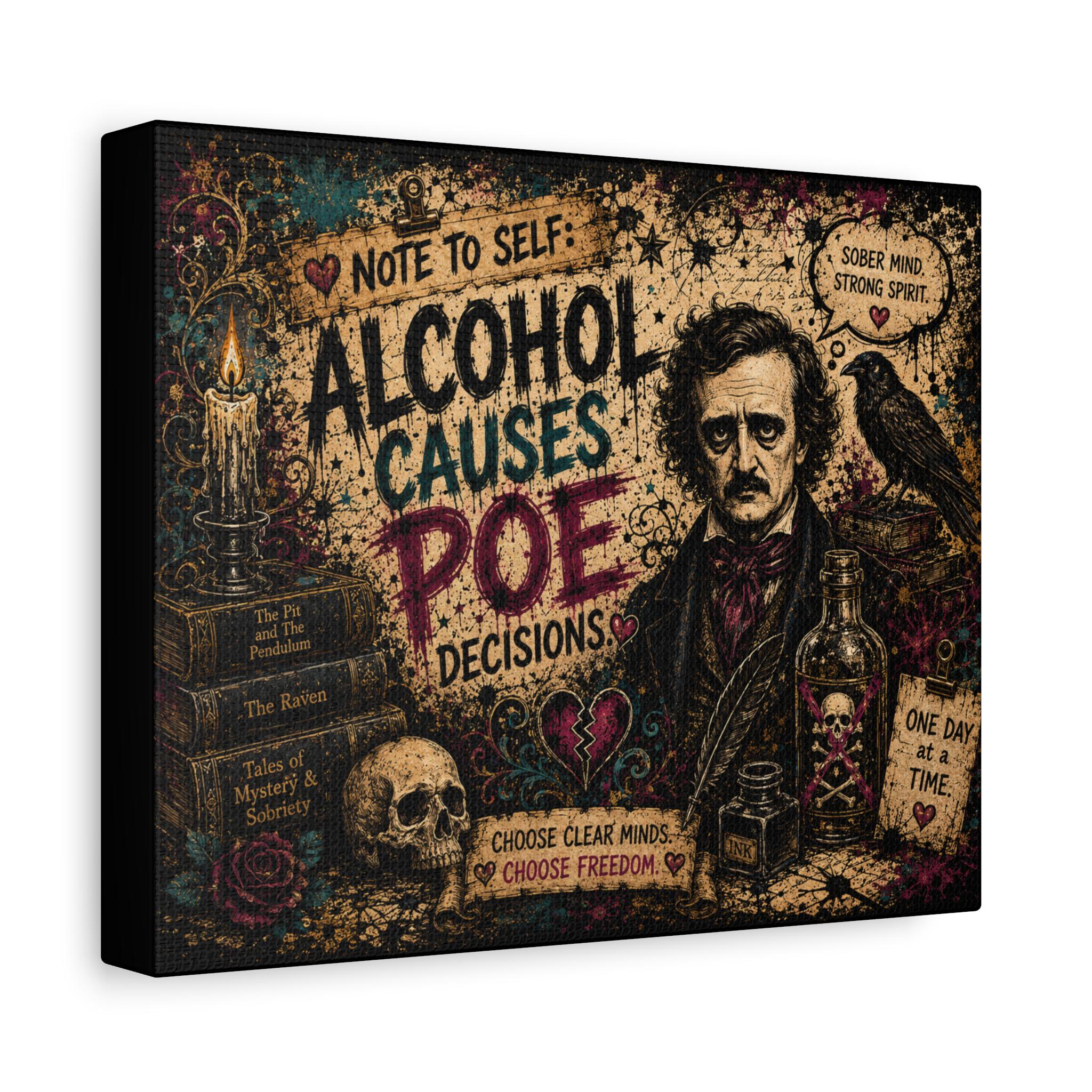 Edgar Allan Poe Alcohol Causes Poe Decisions Canvas