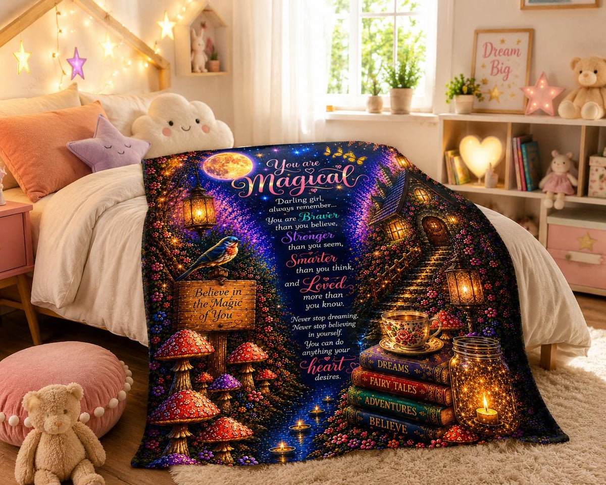 You Are Magical Velveteen Plush Blanket | Fairy Tree, Lanterns, Inspirational Quote