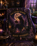 Witch Reading by Moonlight Velveteen Blanket | Gothic Magic, Candlelit Spellwork