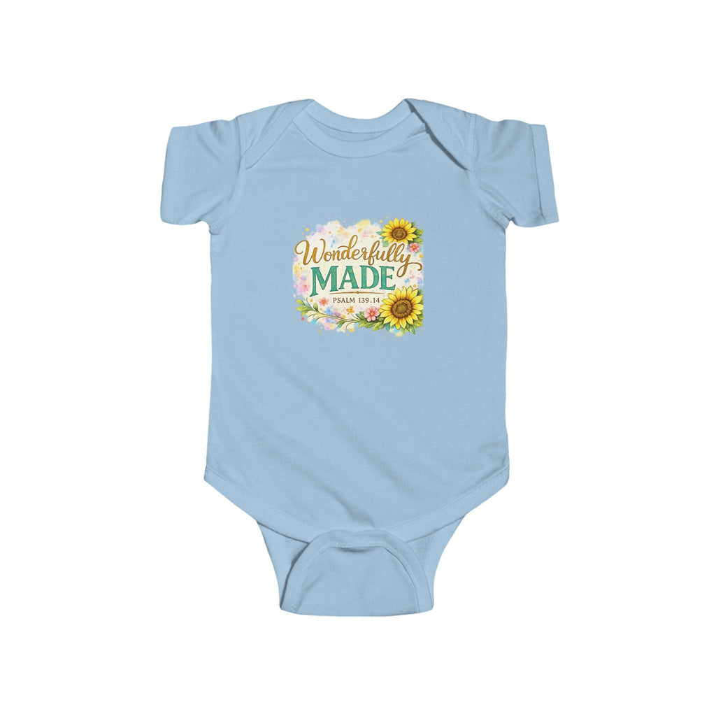 Wonderfully Made floral frame Infant Bodysuit | sunflower baby onesie