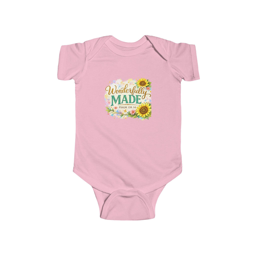 Wonderfully Made floral frame Infant Bodysuit | sunflower baby onesie