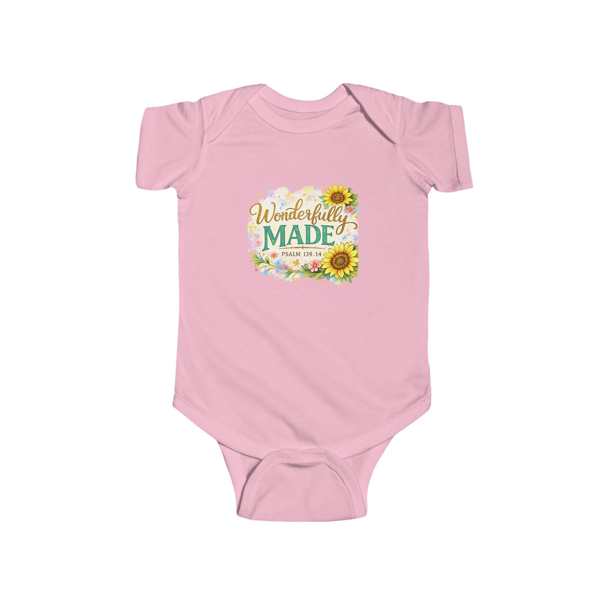 Wonderfully Made floral frame Infant Bodysuit | sunflower baby onesie