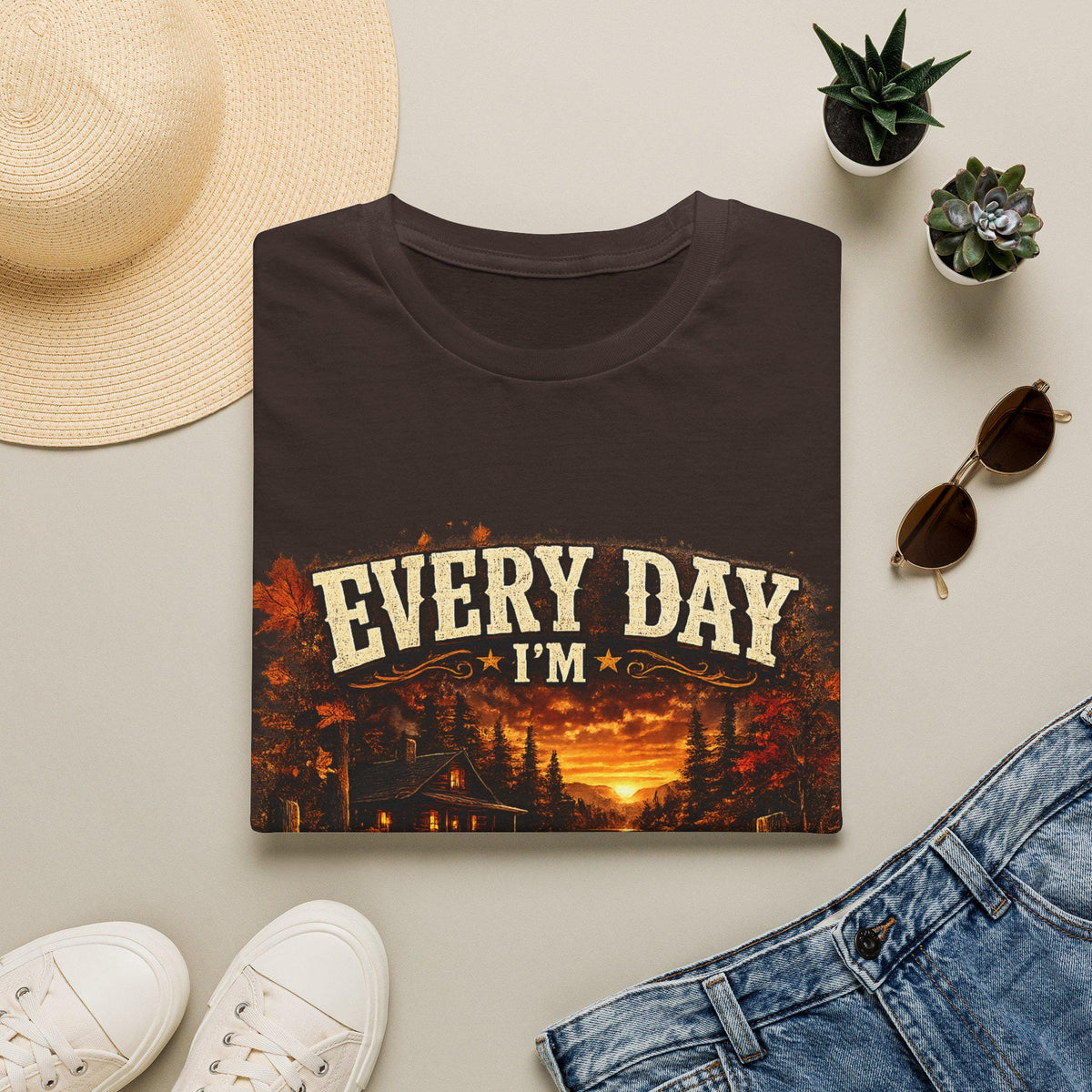 Every Day I'm Rustlin' Fall Leaves T-Shirt | Autumn Maple Leaf Tee