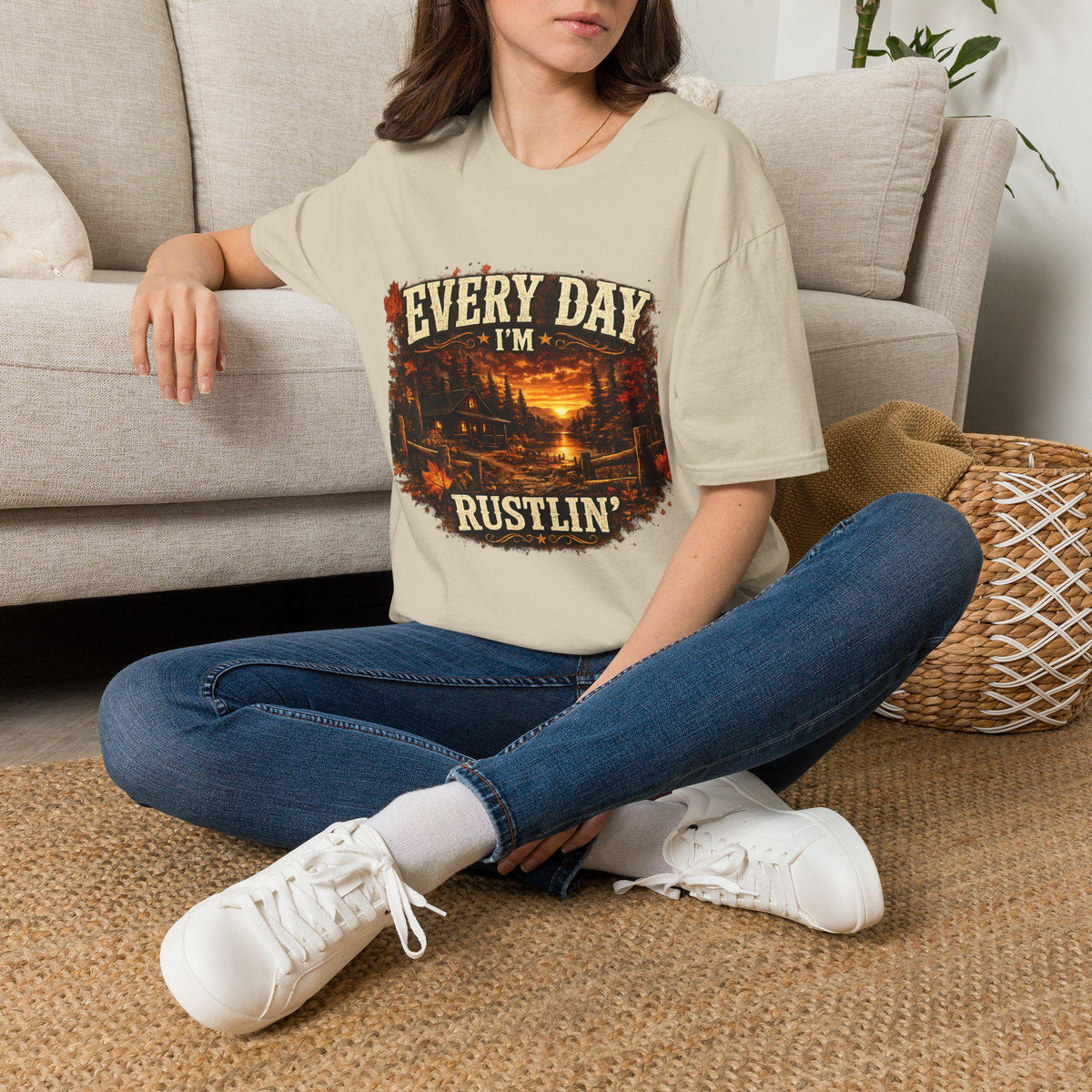 Every Day I'm Rustlin' Fall Leaves T-Shirt | Autumn Maple Leaf Tee