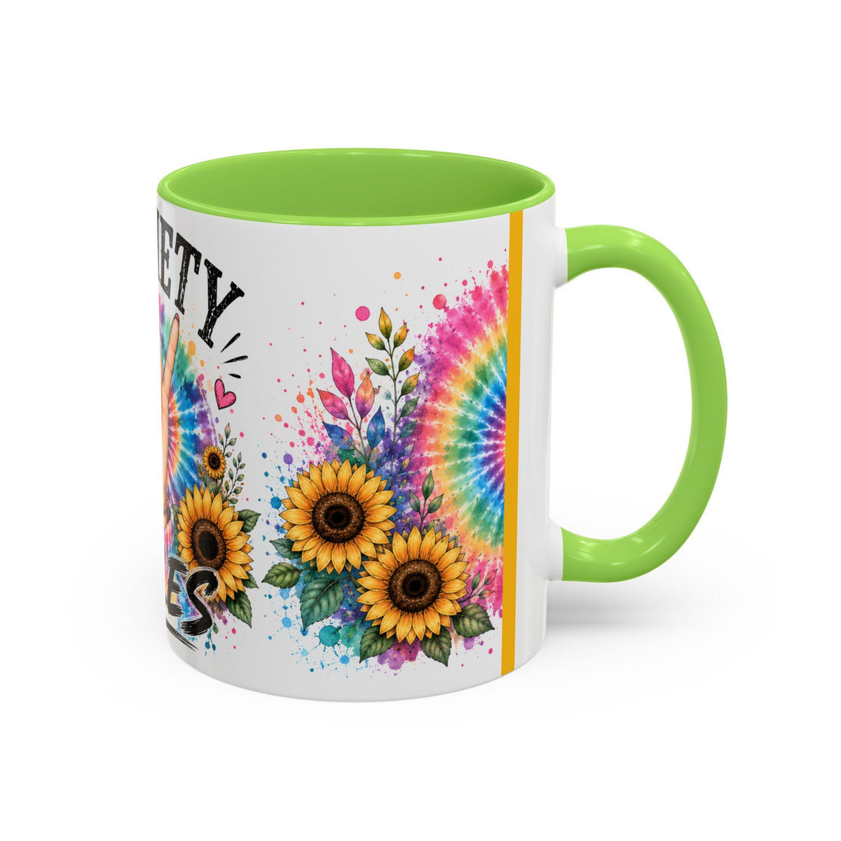 Sobriety Rules Mug | Tie Dye Sunflowers, Hand Sign Coffee Cup