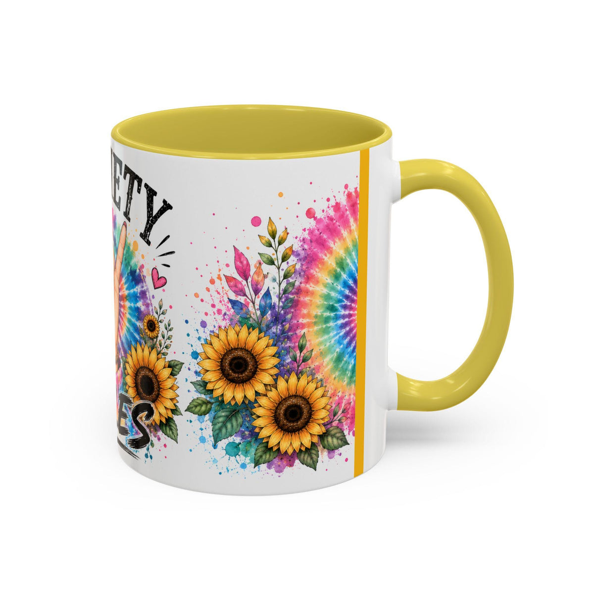 Sobriety Rules Mug | Tie Dye Sunflowers, Hand Sign Coffee Cup
