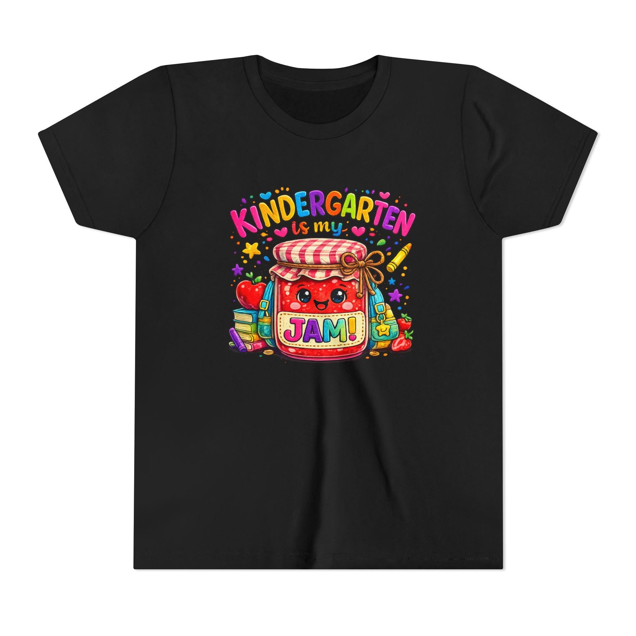 Youth Tee: Kindergarten Is My Jam | Back-to-School Jam Jar, Apple, Crayons